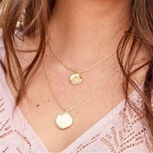 Amber Sceats Gold Tone Double Layer Coin Necklace